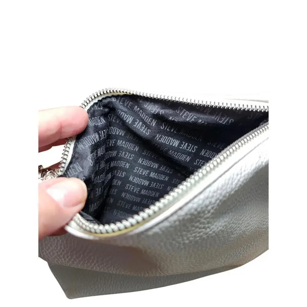 STEVE MADDEN White Textured Pouch Bag